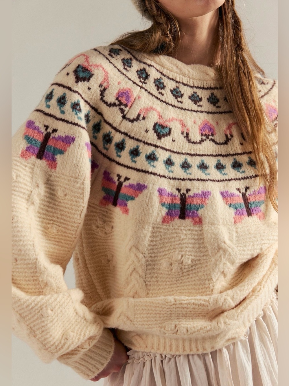 Free People Blooming Bobbles Knit Sweater~Neutral Combo 🦋 - Picture 4 of 4